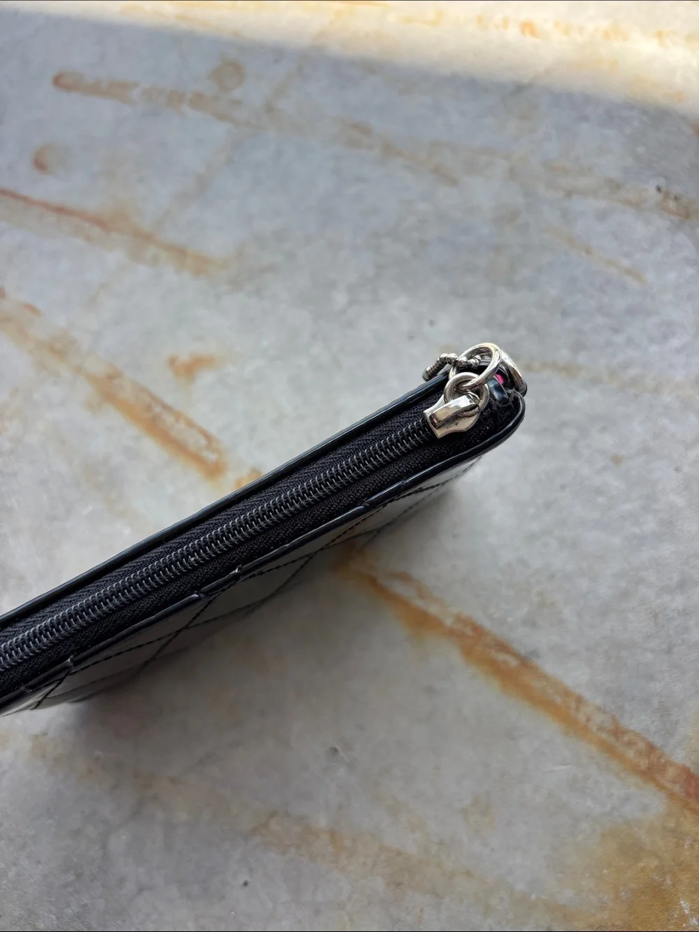 Coach Poppy Black Patent Leather Quilted Coin Card Pouch